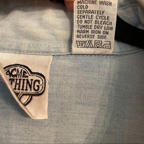 Vintage 90s Looney Tunes Denim Shirt M – Made in Hong Kong - Picture 6 of 8